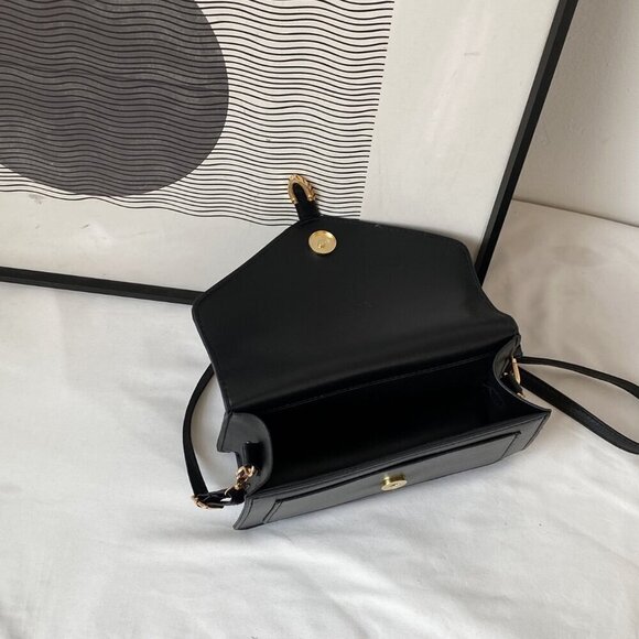 Black Casual Women's Lightweight Buckle Decor Square Bag - Picture 4 of 5